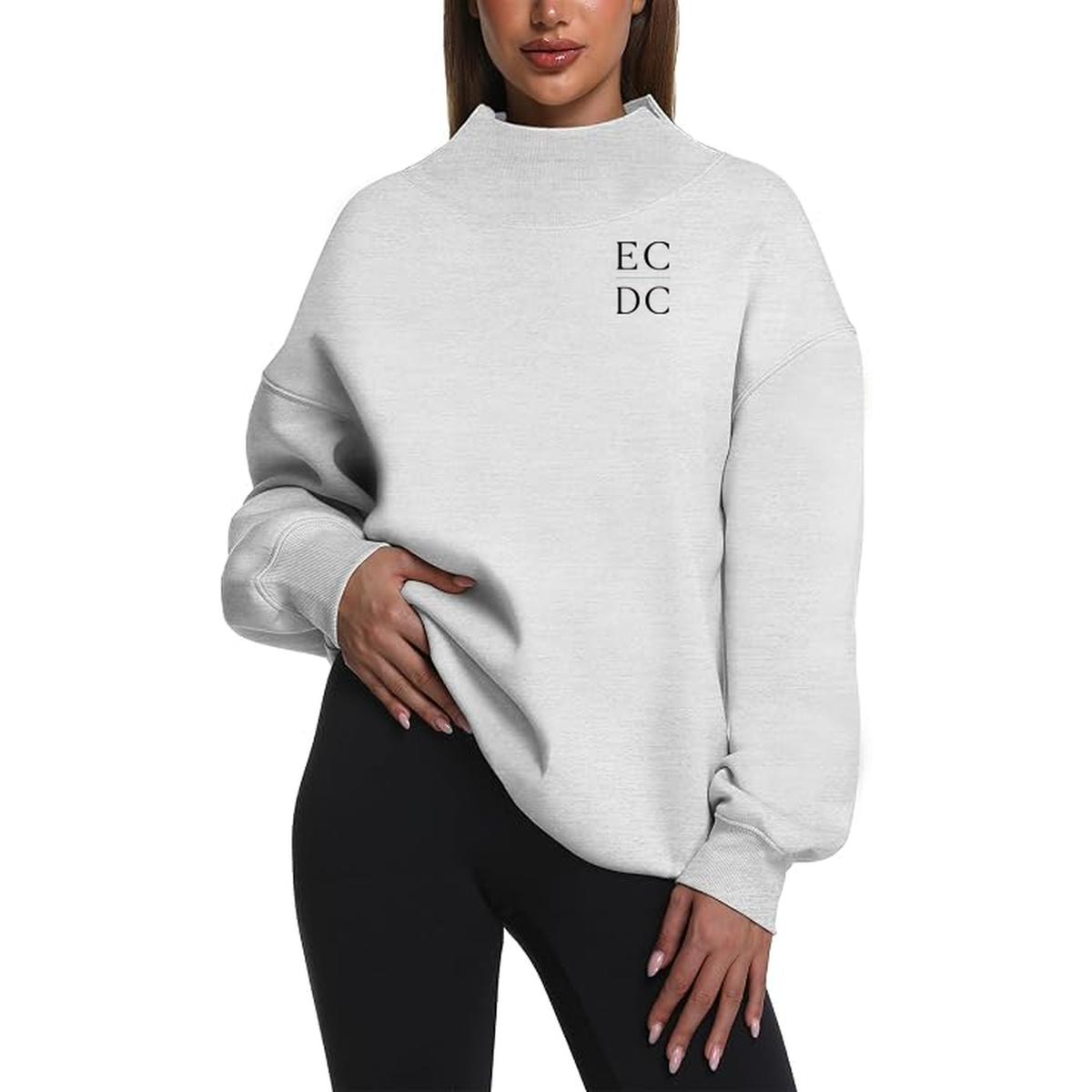 Mock Neck Hoodie Gray Logo1Black Pocket