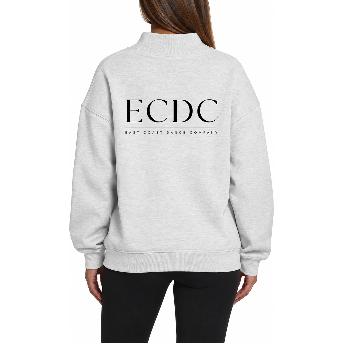 Mock Neck Hoodie Gray Logo2Black Back