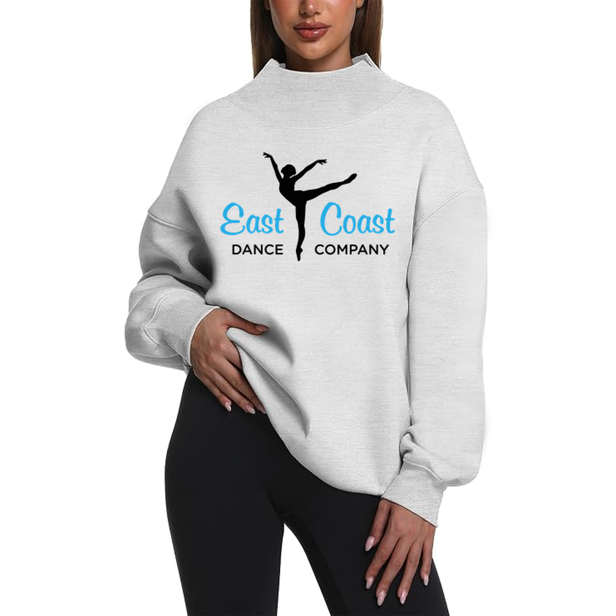 Mock Neck Hoodie Gray Logo3Black Front