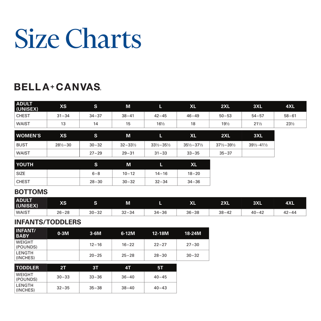 Size Chart - Bella+Canvas