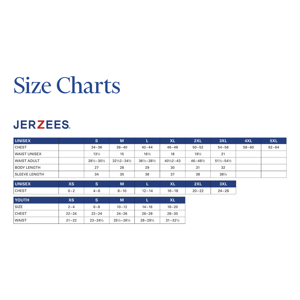 Size Chart - Jerzees